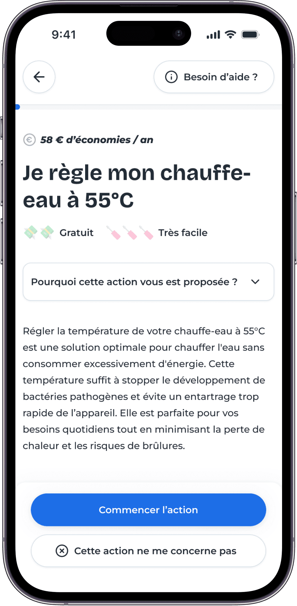 Détails action chauffe-eau Watt Watchers