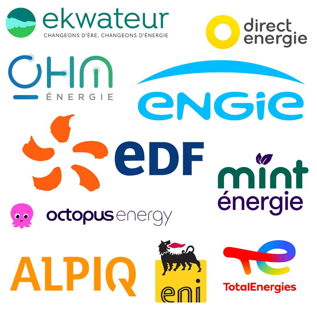 Logos de 10 fournisseurs d'énergie en France