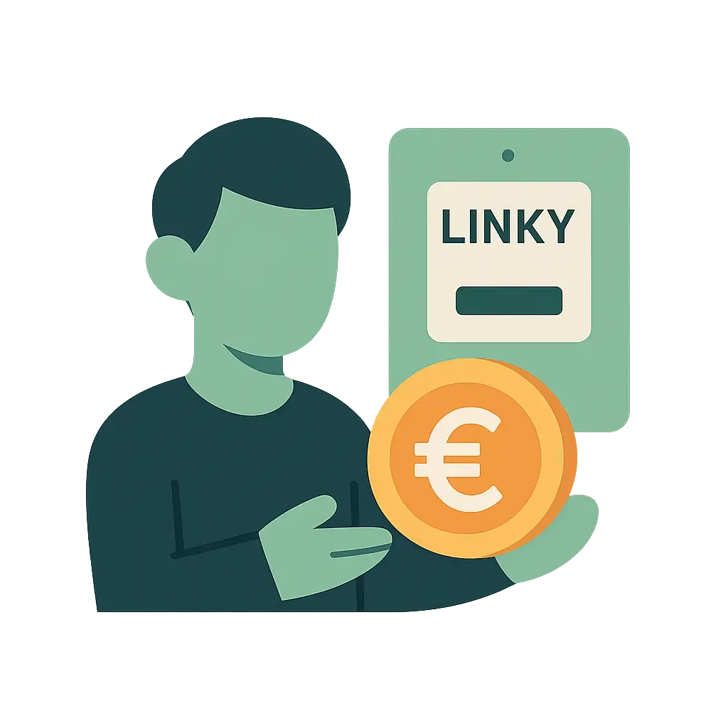Illustration homme avec compteur Linky